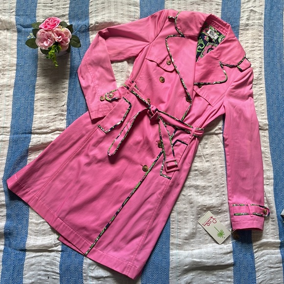 🌸pink Lilly Pulitzer trench coat 🧥 - Picture 2 of 12